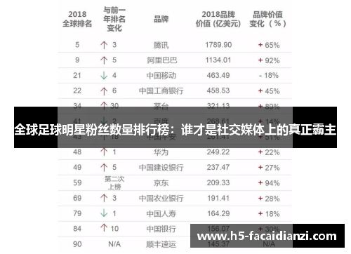 全球足球明星粉丝数量排行榜：谁才是社交媒体上的真正霸主